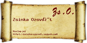 Zsinka Ozsvát névjegykártya